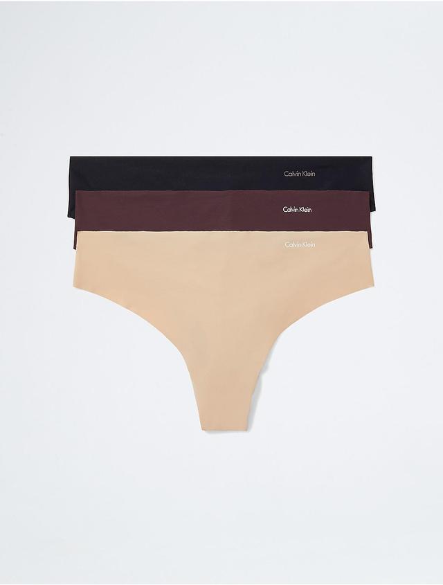 Calvin Klein Underwear Invisibles 3-Pack Thong (Light Caramel/Power Plum Women's Underwear Product Image