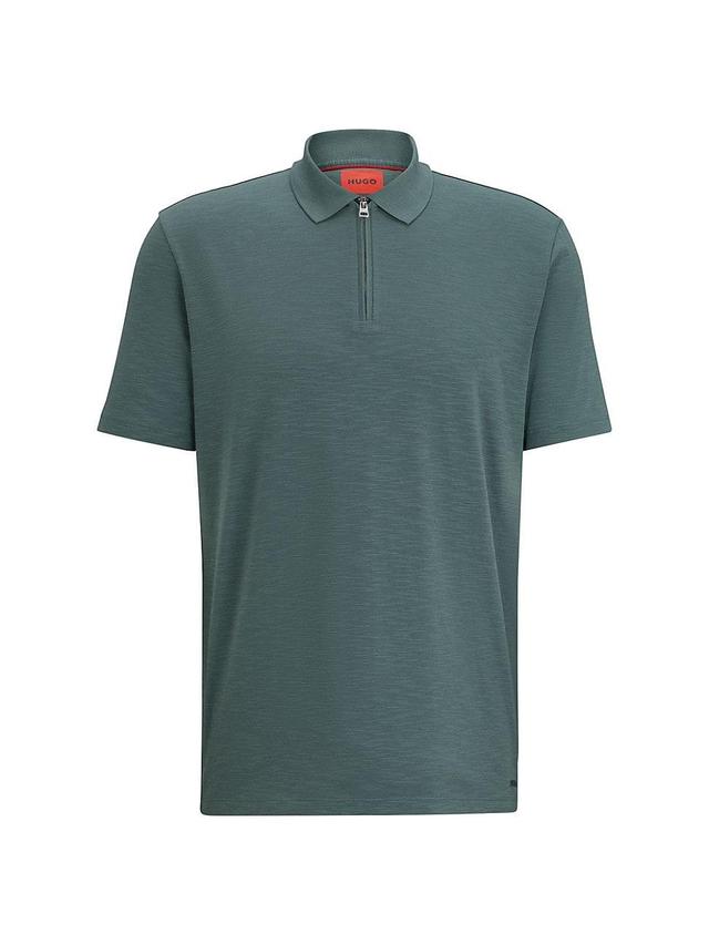 Mens Cotton-Blend Polo Shirt with Zip Placket Product Image