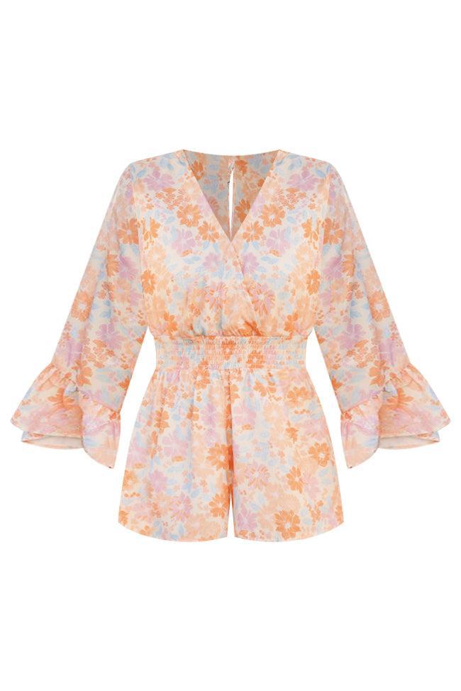 I Keep Hoping Floral Orange Romper FINAL SALE Product Image