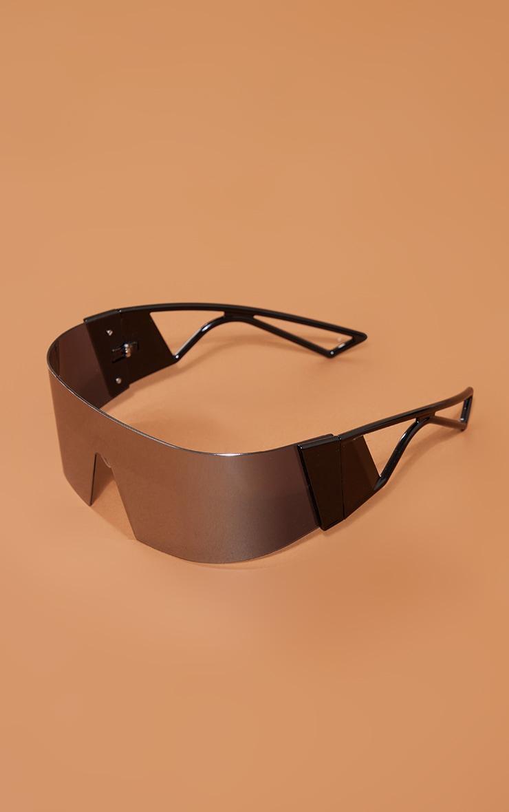 Silver Mirrored Wrap Round Visor Sunglasses Product Image