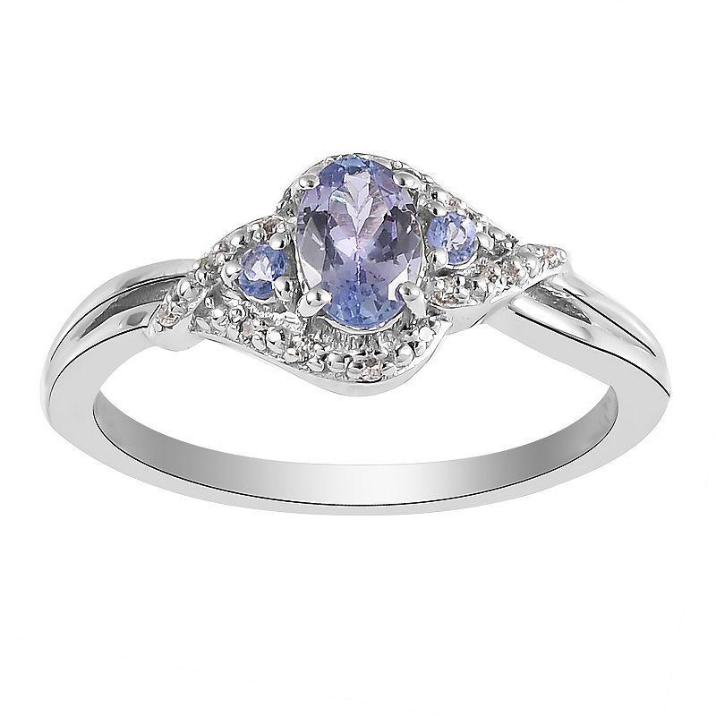 Sterling Silver Tanzanite & White Topaz Ring, Womens Product Image