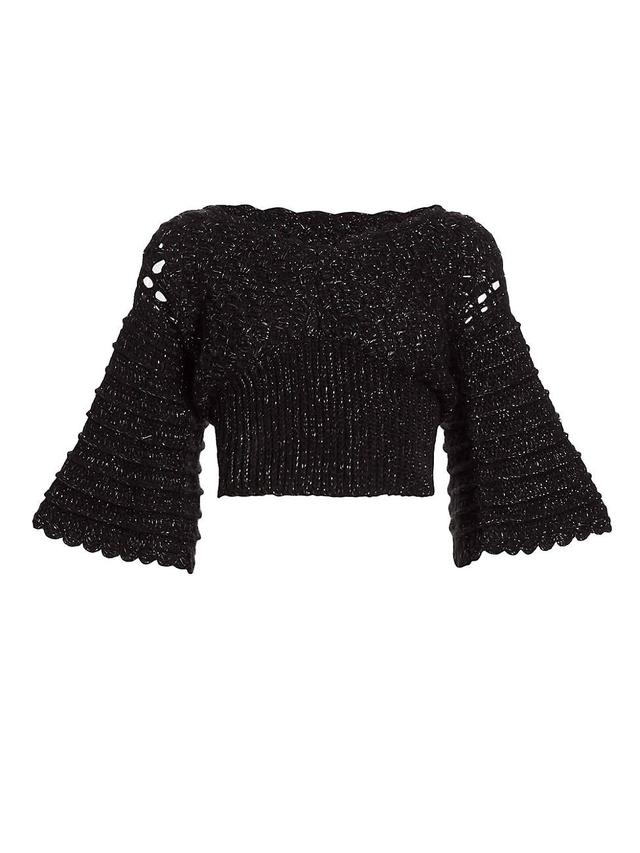 Womens Femininity Crochet Crop Sweater Product Image