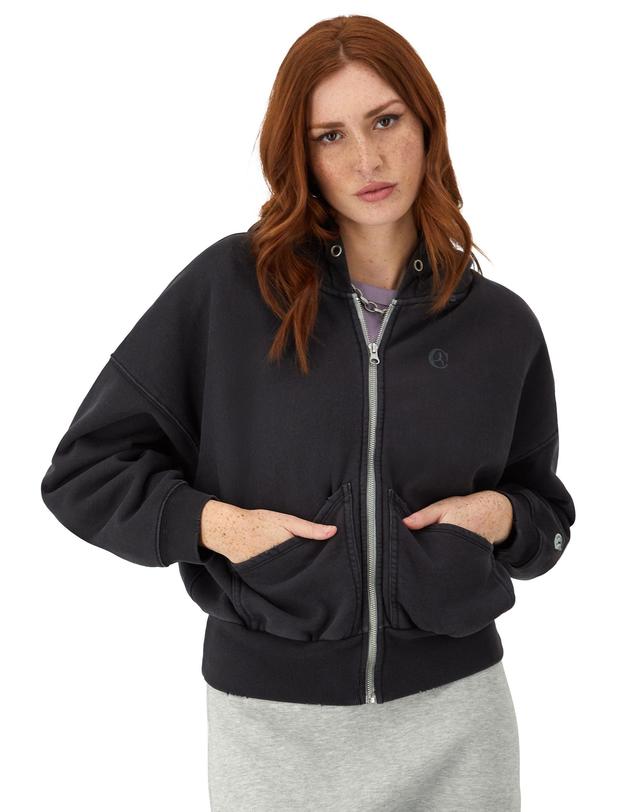 Womens Champion Reverse Weave Zip-Up Hoodie, Vintage Wash, C Logo Time Capsule Black M Product Image