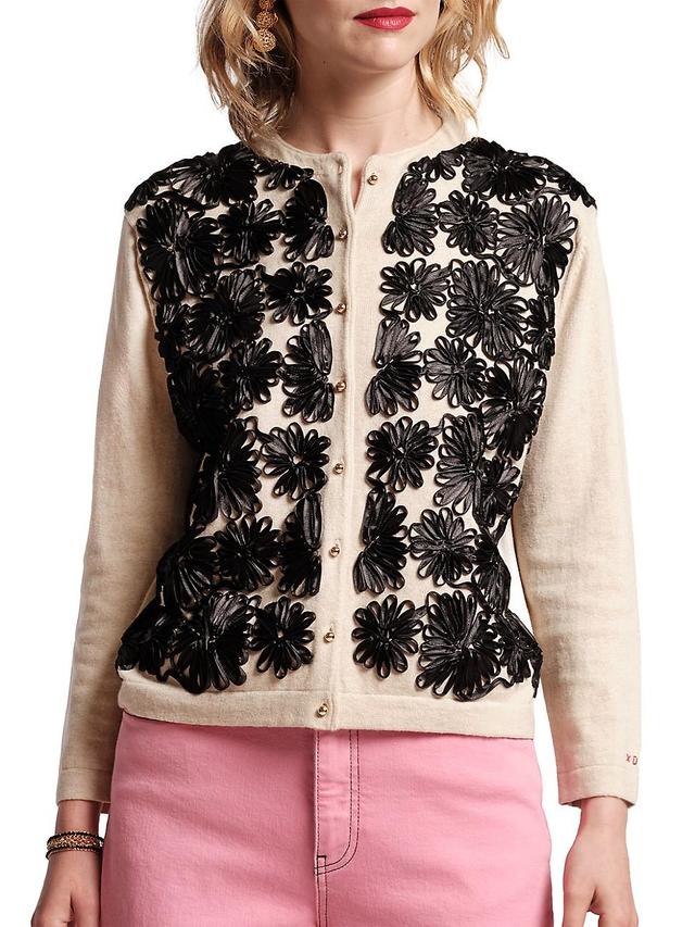 Womens Darling Guggenheim Ribbon Cotton & Cashmere Crewneck Cardigan Product Image