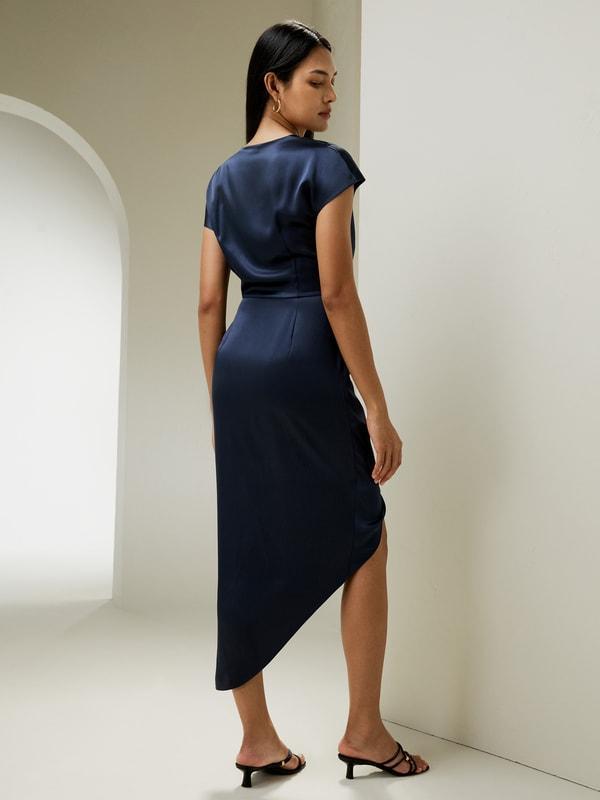 Draped Silk Midi-Dress Product Image