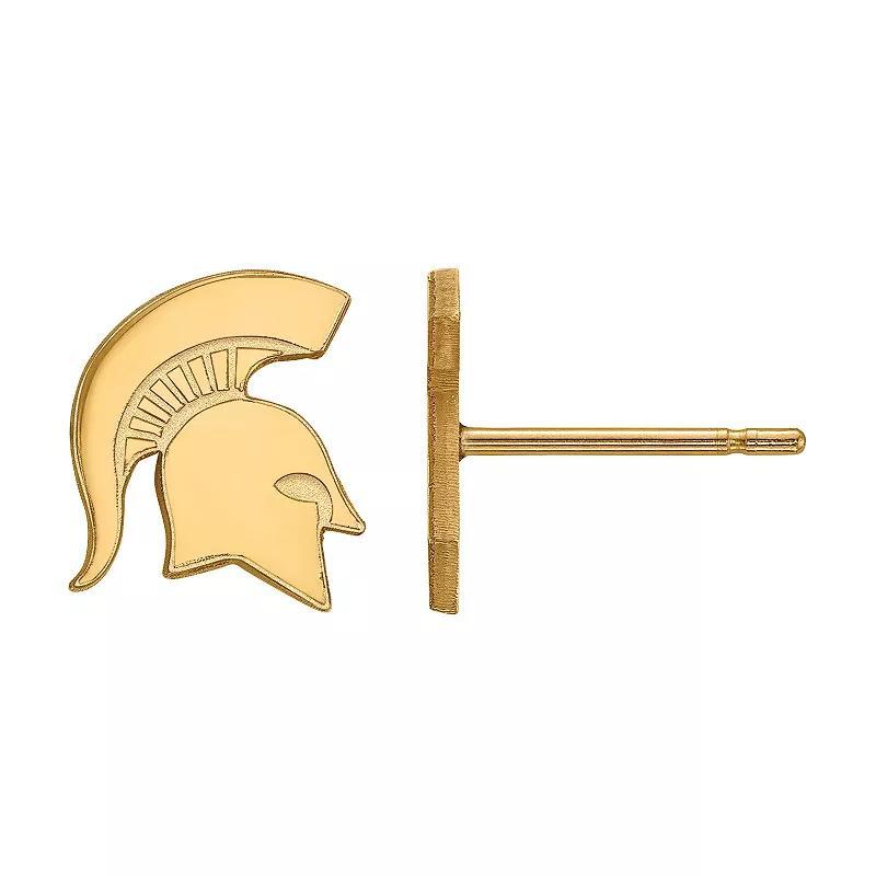 LogoArt 14K Gold Over Silver Michigan State Spartans Extra Small Post Earrings, Womens 14k Gold Plated Product Image