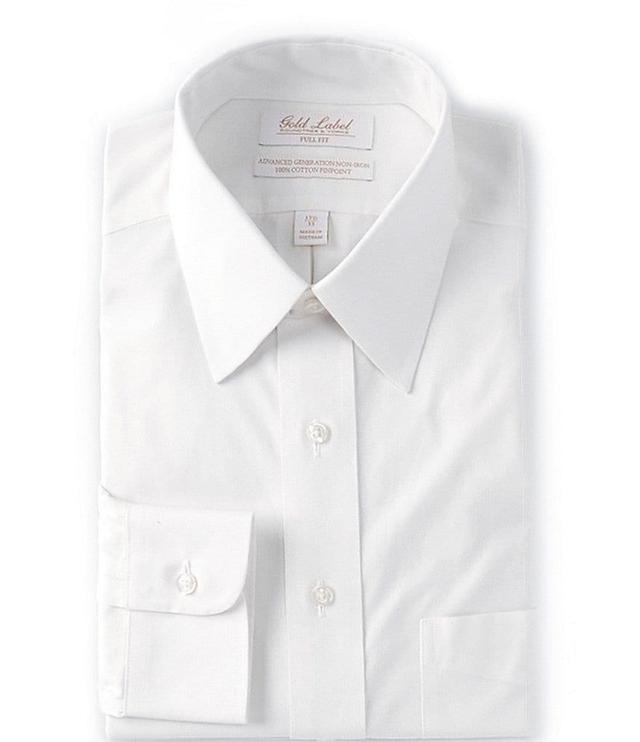 Gold Label Roundtree & Yorke Full-Fit Non-Iron Point-Collar Solid Dress Shirt Product Image