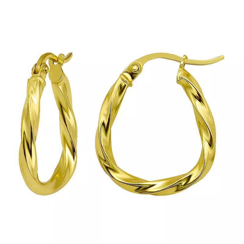 Aleure Precioso Sterling Silver 16 mm Oval Twisted Hoop Earrings, Womens, Gold Tone Product Image