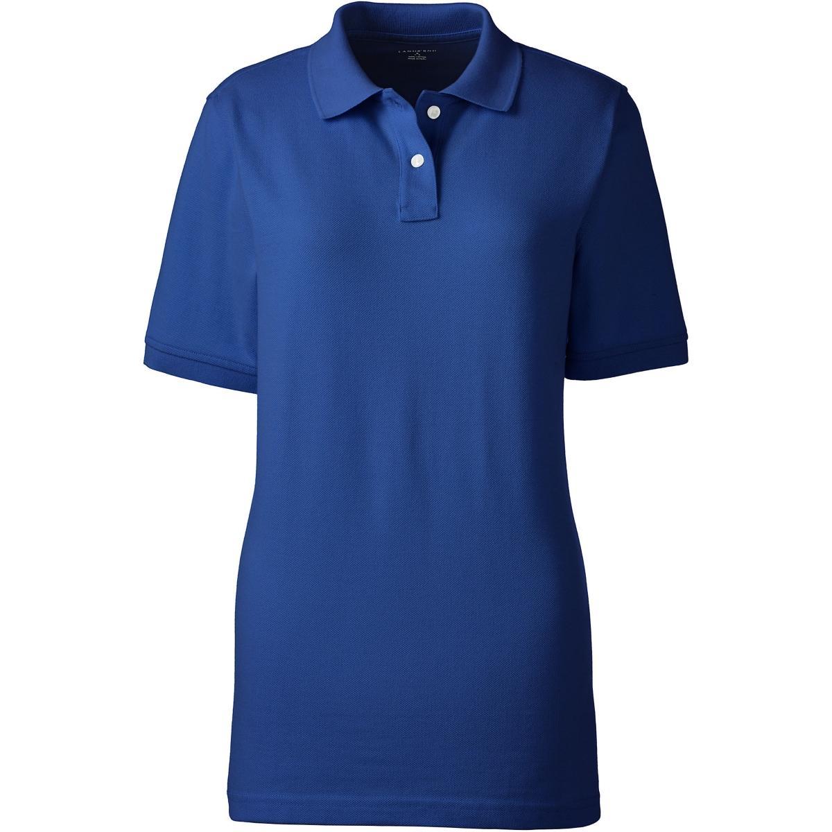 Womens Lands End School Uniform Short Sleeve Mesh Polo Shirt Blue Product Image