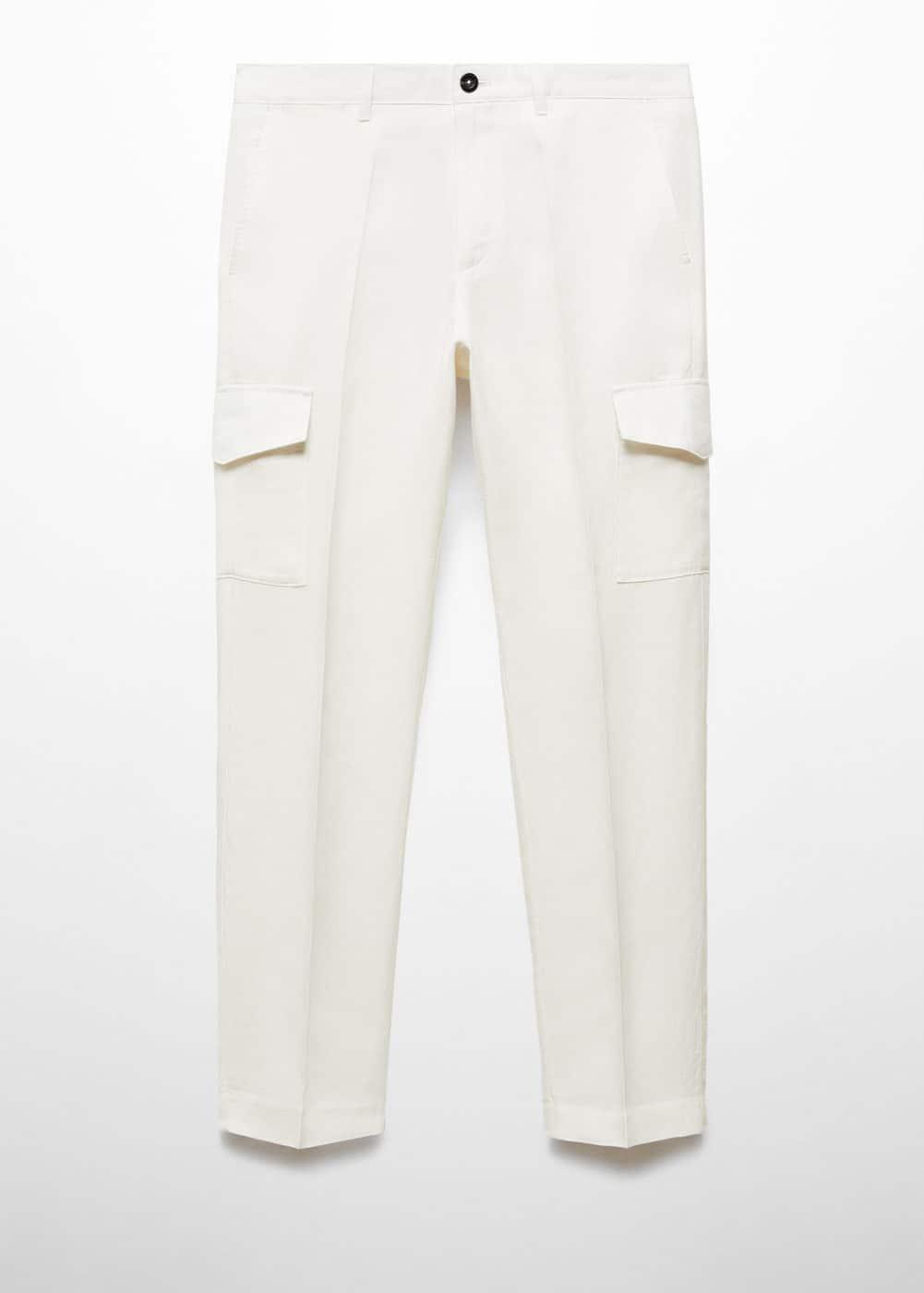 MANGO MAN - Linen-blend pants with pockets off whiteMen Product Image