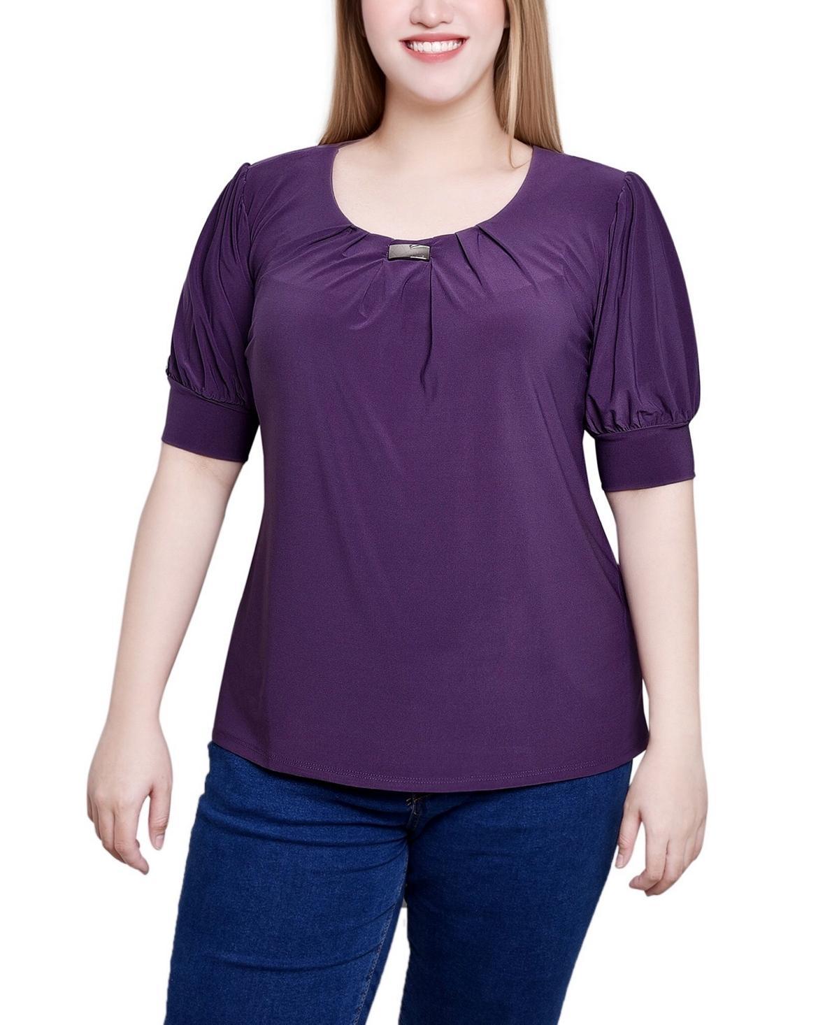 Ny Collection Petite Short Sleeve Balloon Sleeve Top Product Image