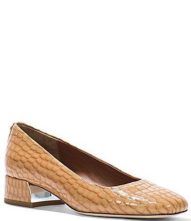 Donald Pliner Drew Patent Leather Crocodile Embossed Dress Pumps Product Image