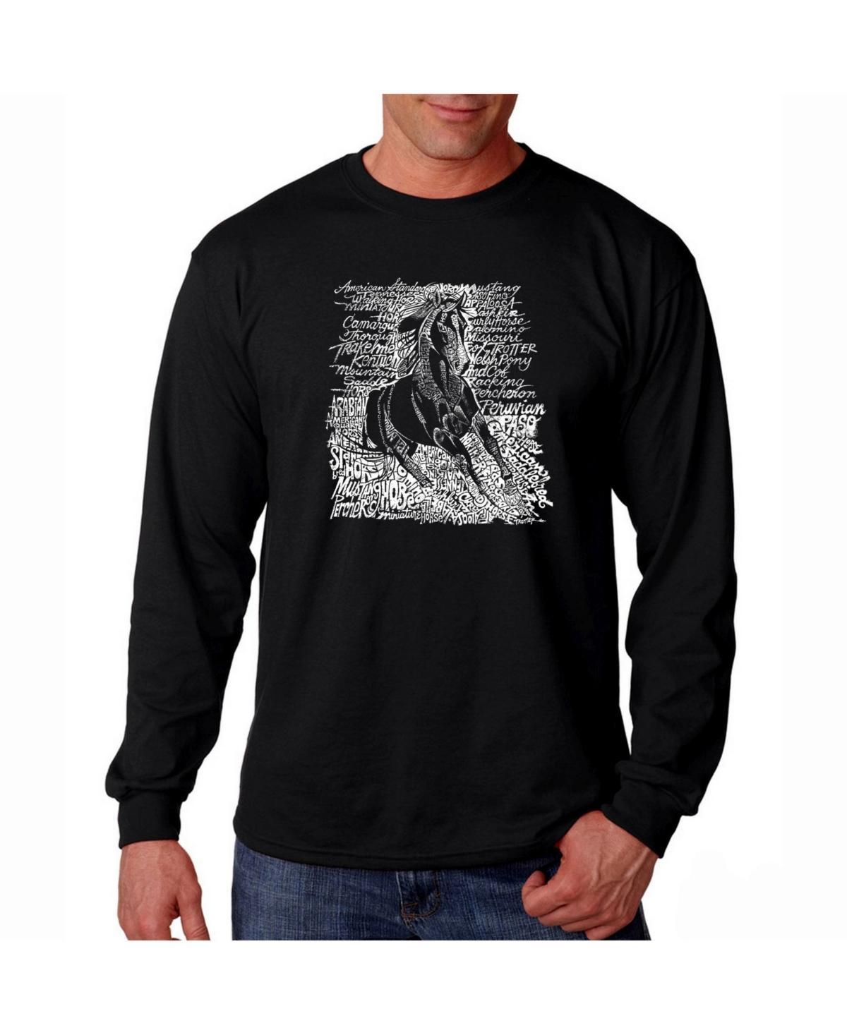 La Pop Art Mens Word Art Long Sleeve T-Shirt - Horse Breeds Product Image