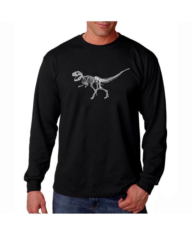 La Pop Art Mens Word Art Long Sleeve T-Shirt - Dinosaur T-Rex Skeleton Product Image