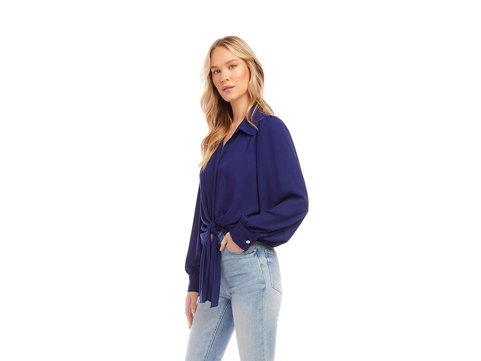 Karen Kane Tie Front Top (Iris) Women's Clothing Product Image