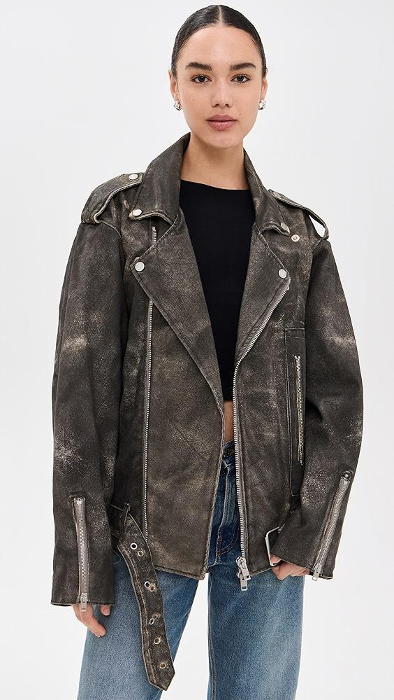 HAIKURE Kay Leather Print Biker Jacket | Shopbop product image