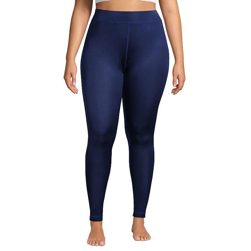 Plus Size Lands End Silk Interlock Pants, Womens Deep Blue Product Image