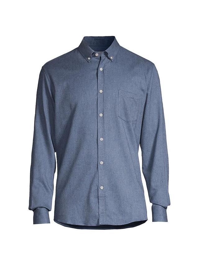 Mens Flannel Brushed Cotton Button-Down Shirt Product Image