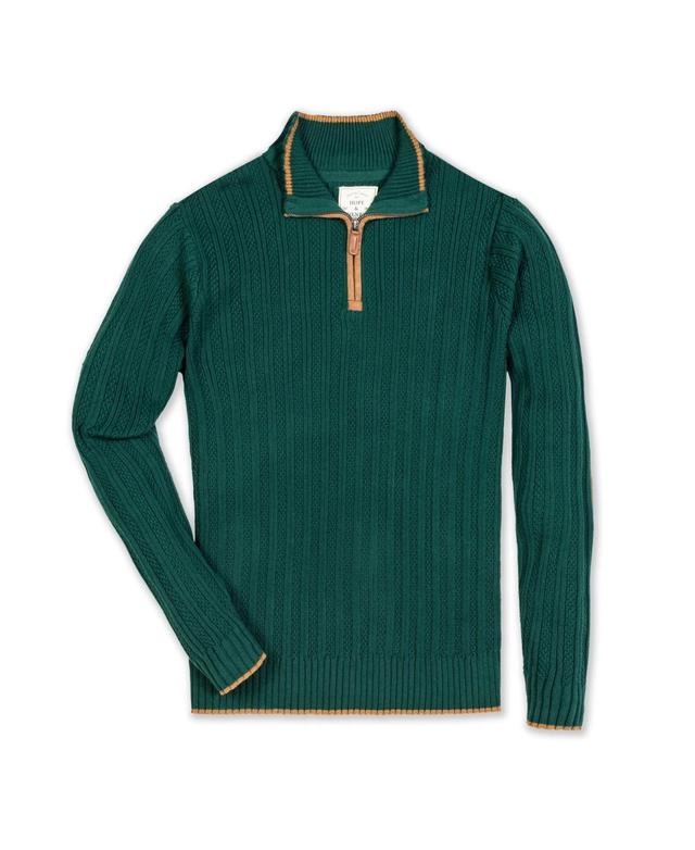 Hope & Henry Mens Organic Half Zip Sweater with Suede Trim Product Image