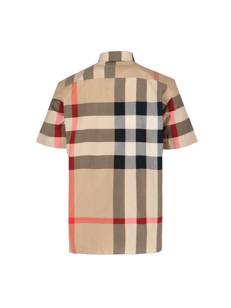 BURBERRY Somerton Check Print Cotton Poplin Shirt In Archive Beige Product Image