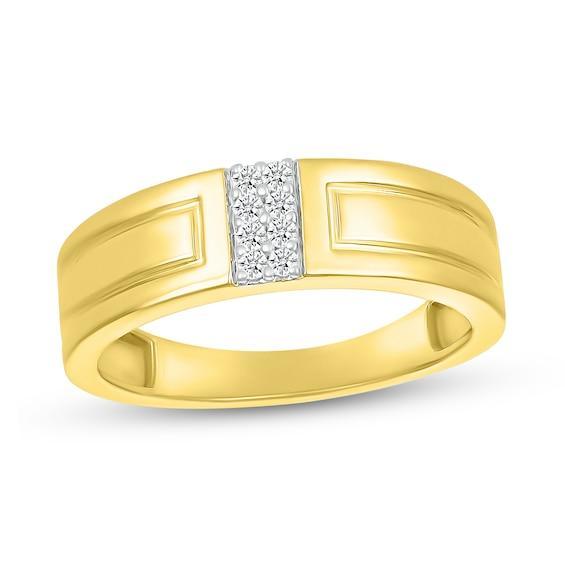 Men's 1/10 CT. T.w. Diamond Linear Double Row Ring in 10K Gold Product Image