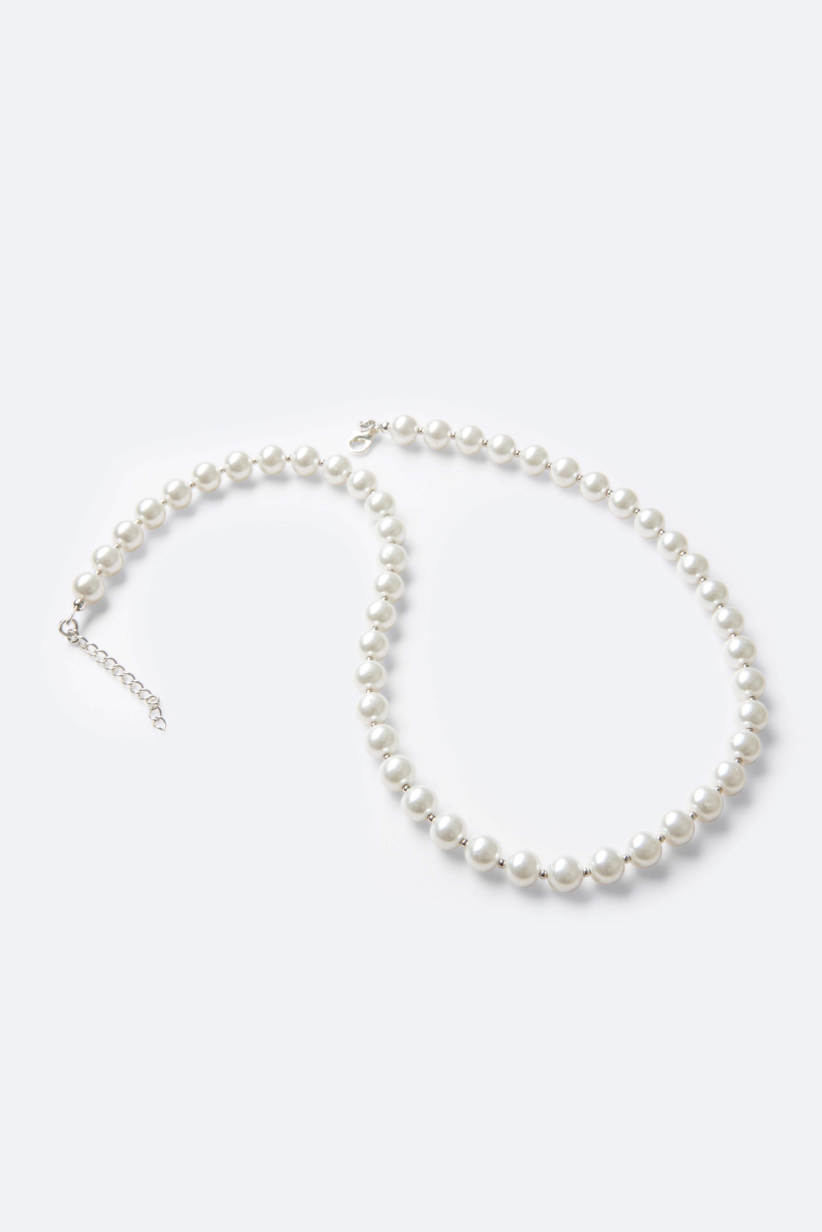 Pearl and Metal Bead Necklace - Off White Product Image