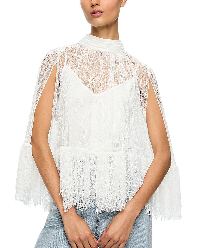 ALICE AND OLIVIA Zenon Top With Cami Lining In White Product Image