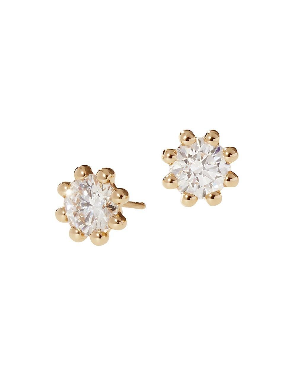 Womens Beaded 18K Yellow Gold & Latitude Lab-Grown Diamond Medium Stud Earrings - Yellow Gold - Size Medium Product Image