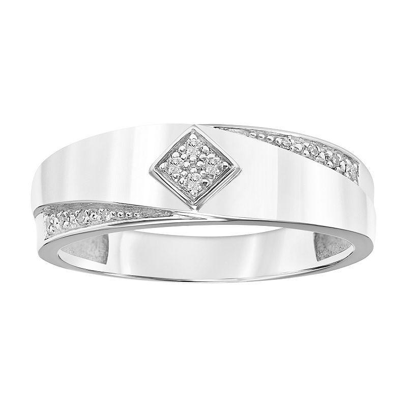 Mens AXL Sterling Silver 1/10 Carat T.W. Diamond Band White Product Image