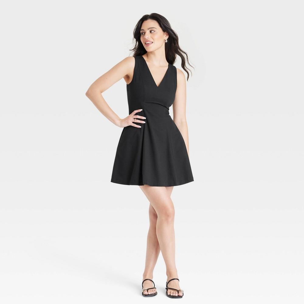 Womens Fit & Flare Mini Dress - A New Day Black 16 Product Image