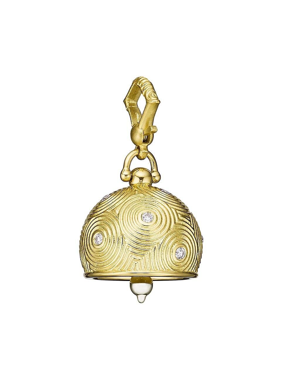 Womens Droplet 18K Yellow Gold & 0.30 TCW Diamond Meditation Bell Charm Product Image