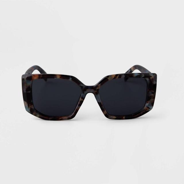 Womens Tortoise Shell Print Angular Square Sunglasses - A New Day Blue Product Image