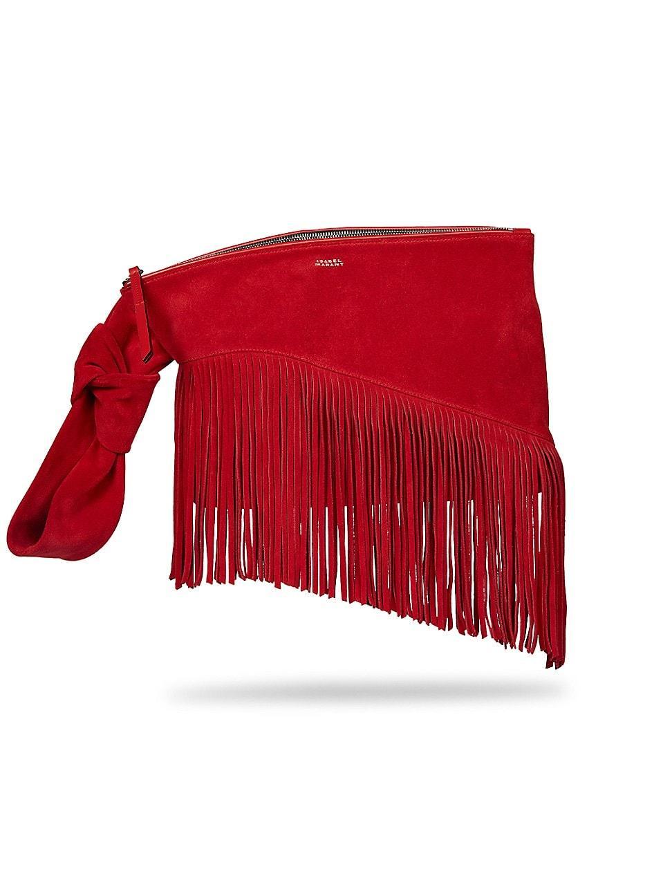 Womens Faro Fringed Suede Clutch Product Image