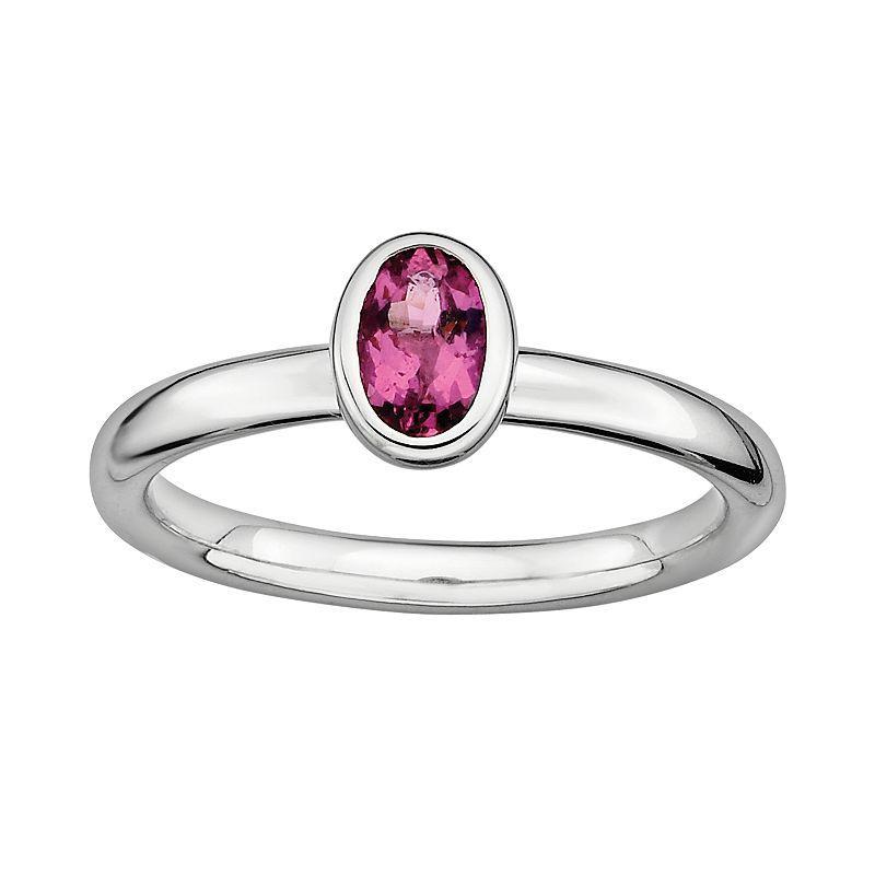 Stacks & Stones Sterling Silver Pink Tourmaline Stack Ring, Womens Product Image