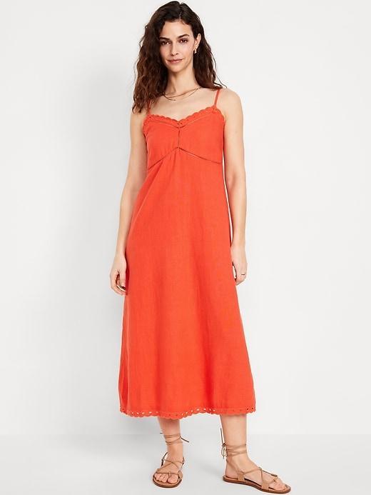 Linen-Blend Cami Midi Dress Product Image