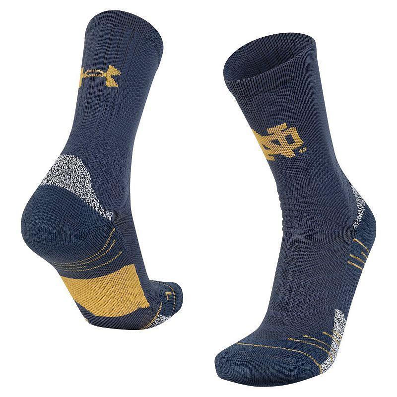 Mens Under Armour Notre Dame Fighting Irish Shamrock Series Team Playmaker Crew Socks Blue Product Image