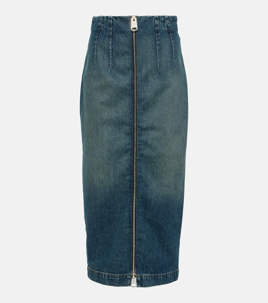 KHAITE Ruly Denim Midi Skirt In Stinson Product Image