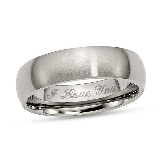 Men's 6.0mm Engravable Brushed Wedding Band in Titanium (1 Line) Product Image