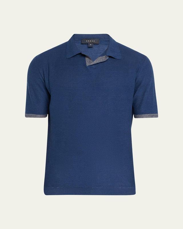 Mens Linen Knit Polo Shirt Product Image