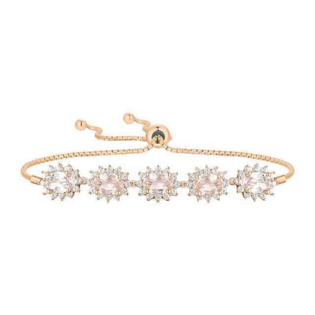 14k Rose Gold Over Silver Lab-Created Morganite & White Sapphire Bracelet, Womens Product Image