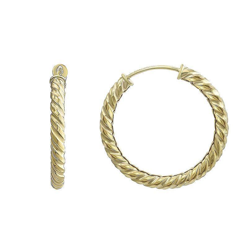 Round Twist Small Hoop Earrings in 10k Gold, 5/8 Product Image