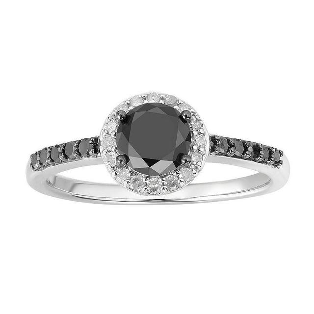 Sterling Silver 1 Carat T.W. Black & White Diamond Ring, Womens Product Image