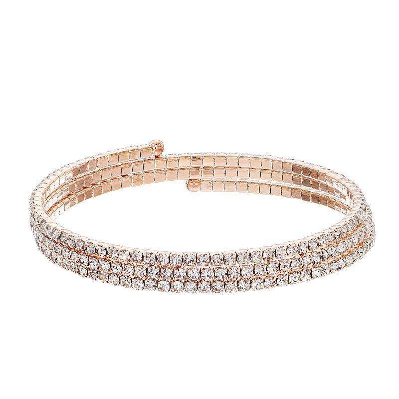 Vieste Simulated Crystal Coil Bracelet, Womens, Rose Gold Tone Product Image