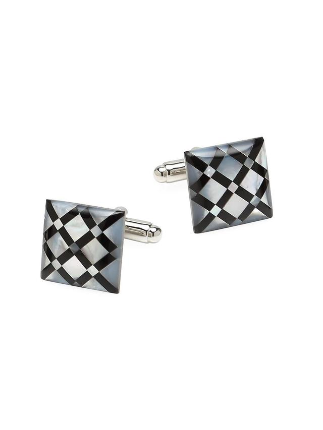 Mens Ox & Bull Trading Co. White Mother of Pearl Diamond Cufflinks Product Image