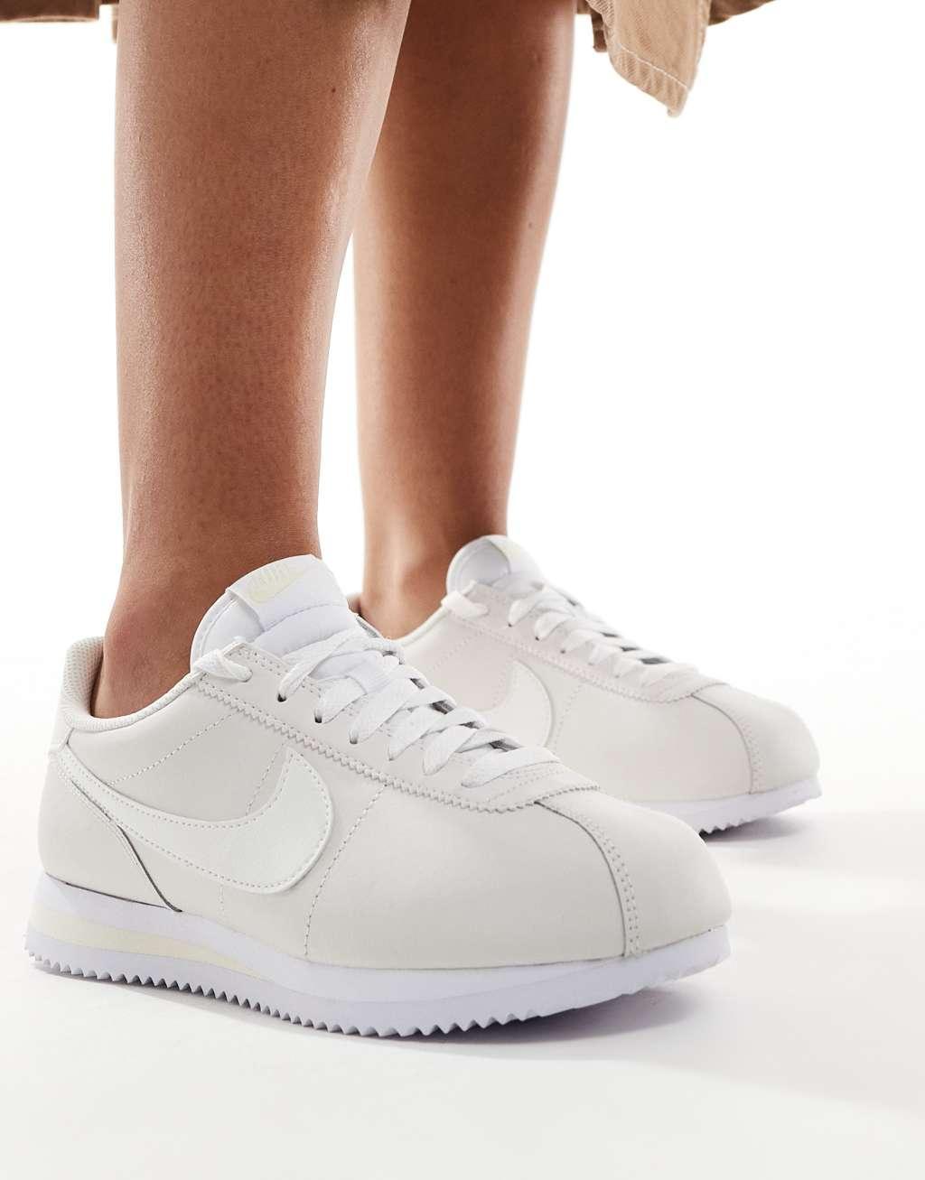 Nike Cortez leather sneakers in off white  Product Image