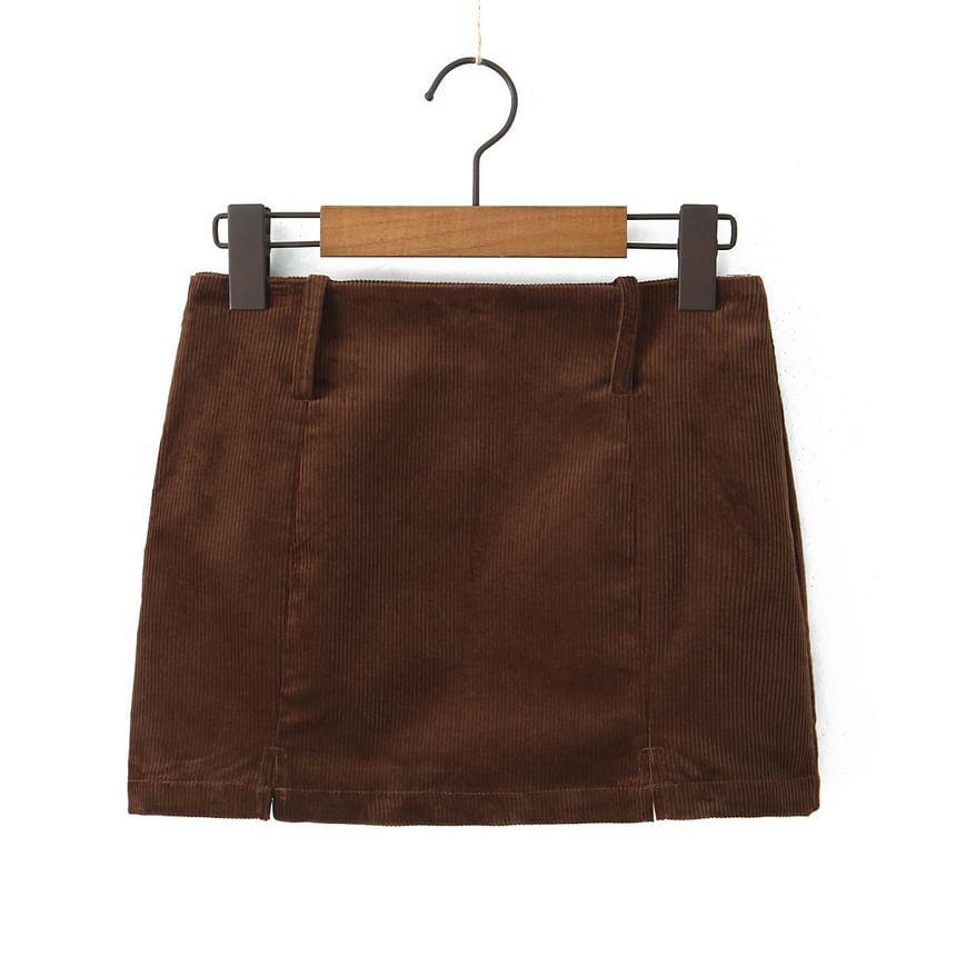 High Rise Corduroy Mini Pencil Skirt Product Image