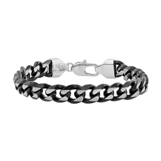 Steel Nation Mens Two Tone Stainless Steel Curb Link Bracelet White Product Image