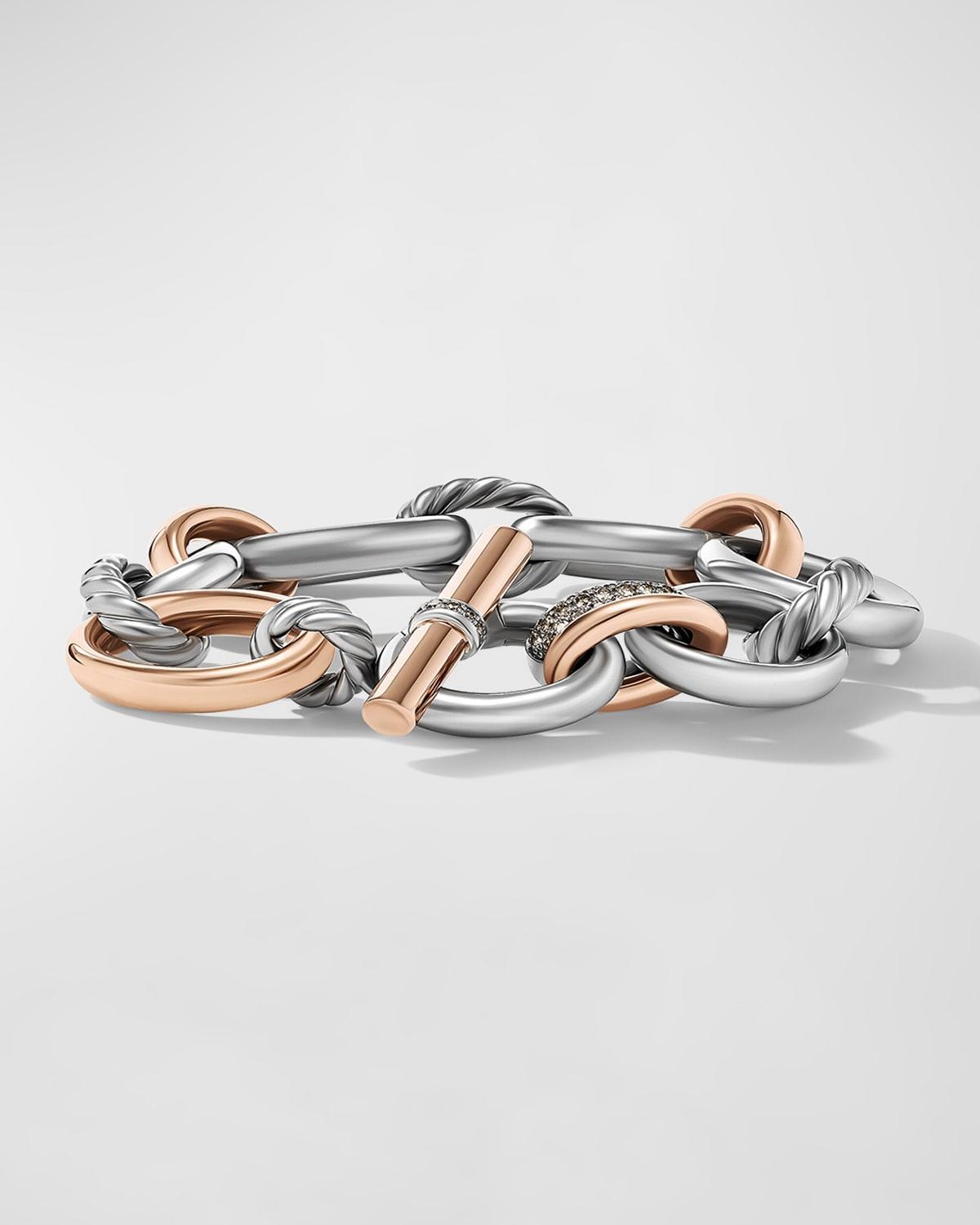 DY Mercer Bracelet with Diamonds and 18K Rose Gold in Silver, 25mm Product Image