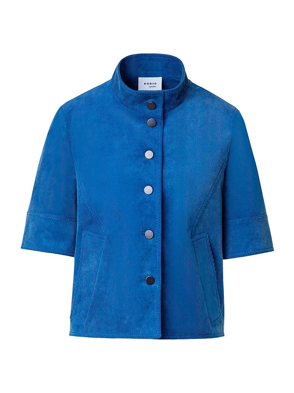 Womens Short-Sleeve Washed Stretch Cotton Jacket Product Image