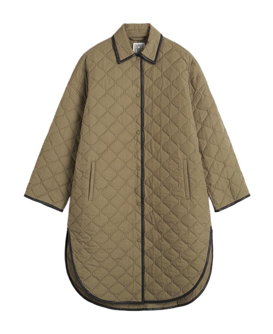 TOTÊME Single-breasted Quilted Coat In Brown Product Image